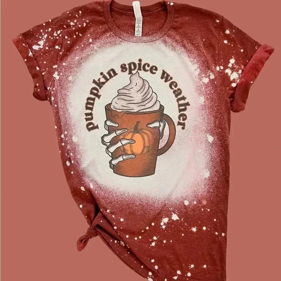 Halloween Pumpkin Spice Season Bleached Tee - Picture 2 of 2